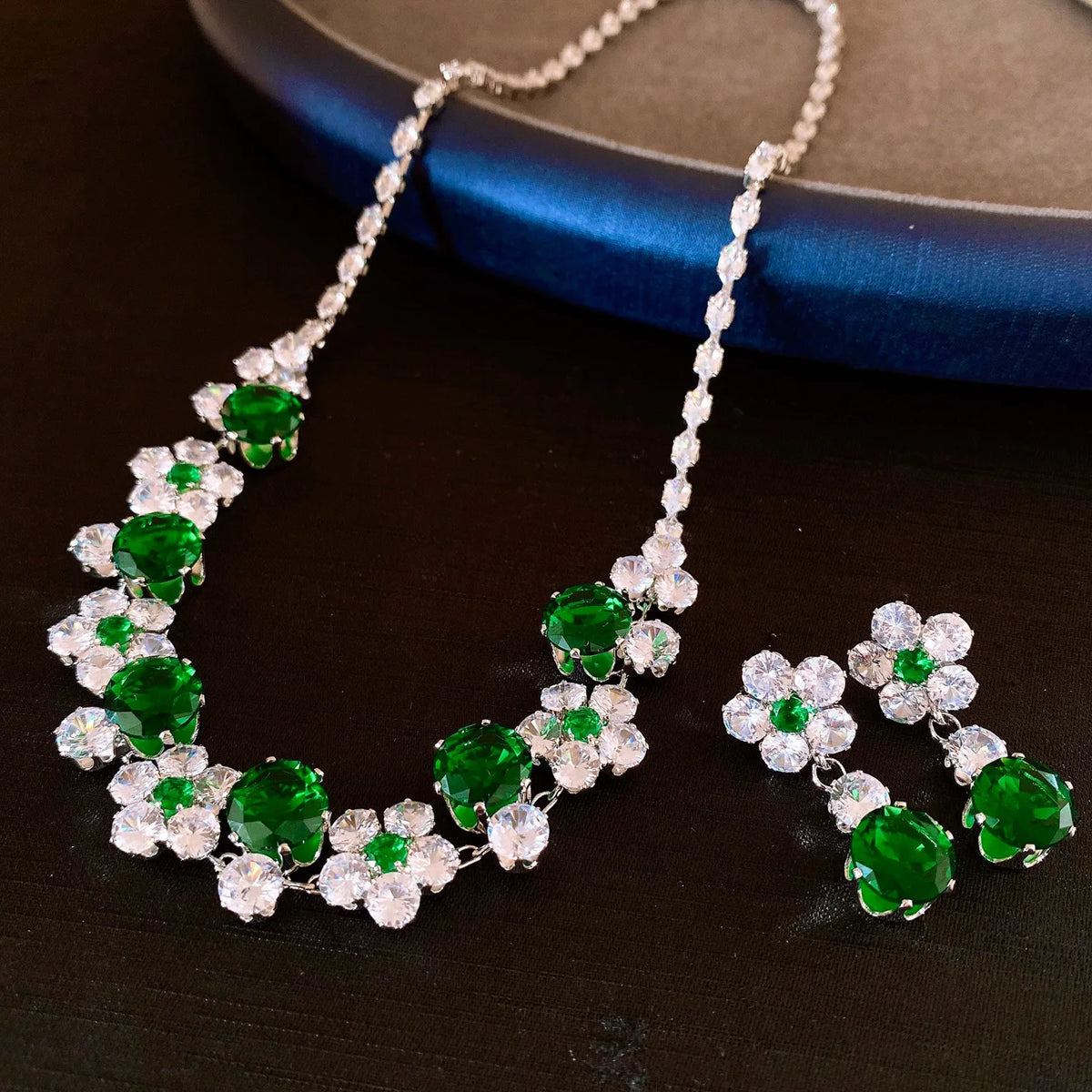 Floral Cubic Zirconia Necklace Set