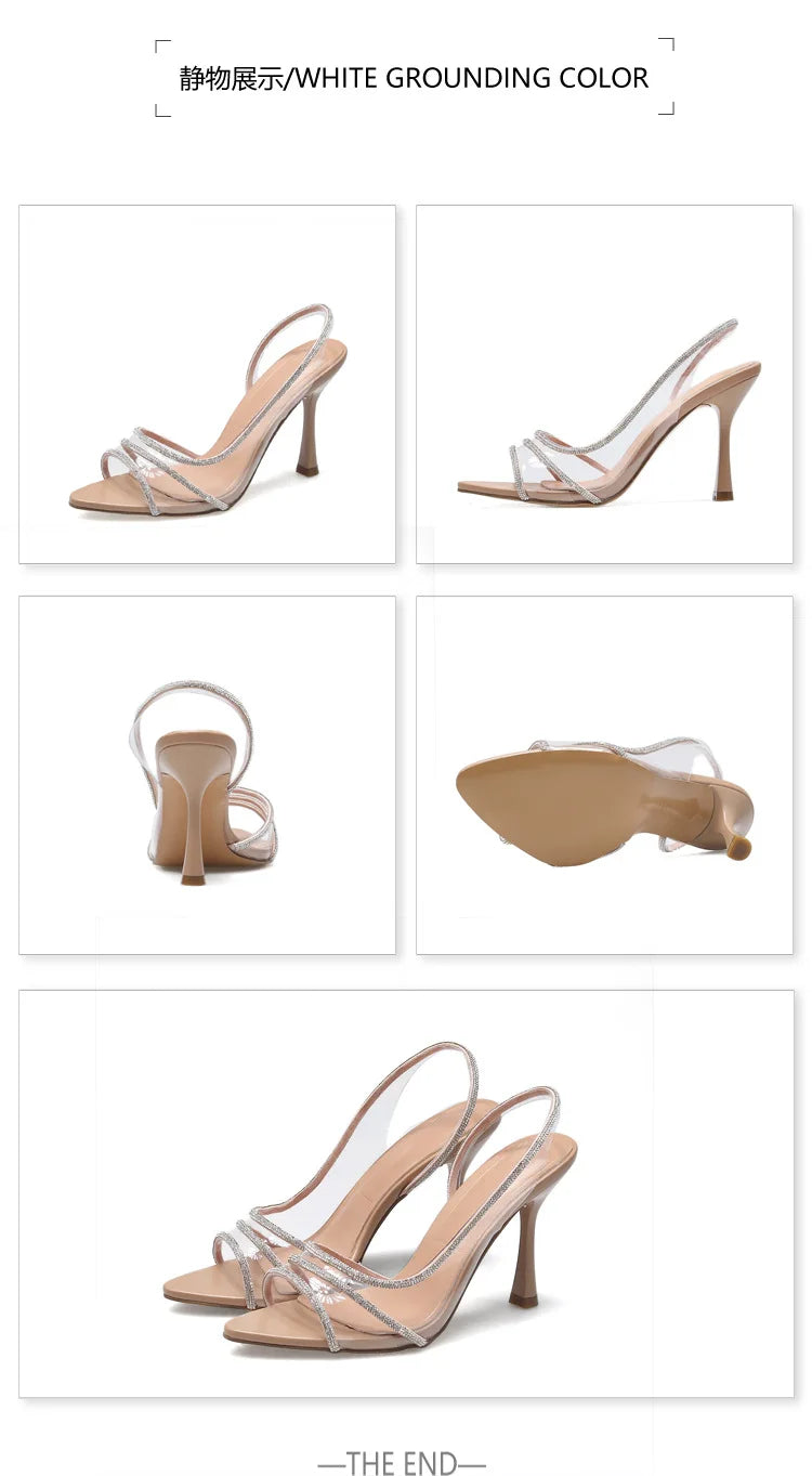 Clear Crystal Open Toe Sandals