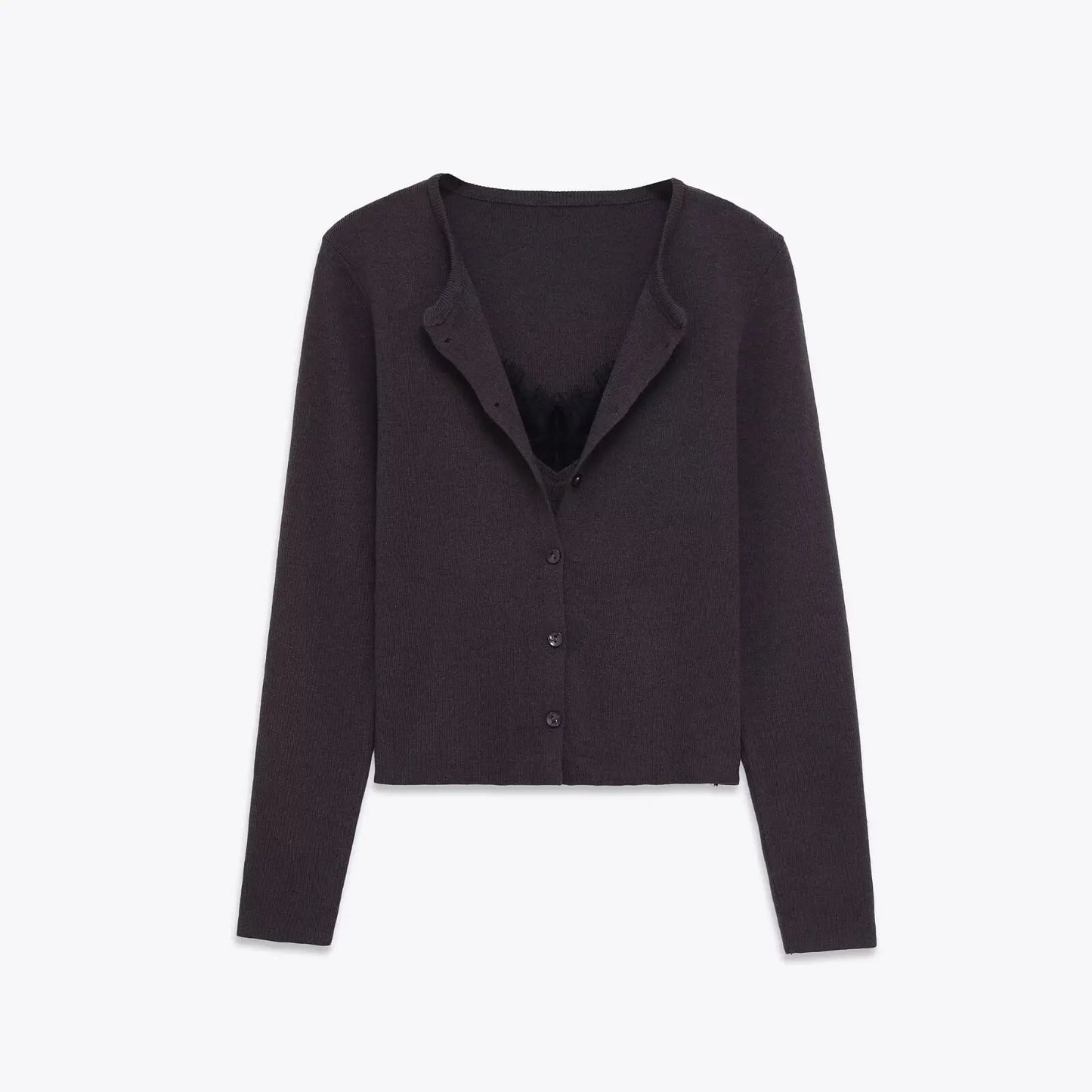 Slim Lace Knit Cardigan With V Neck Lightweight for Women