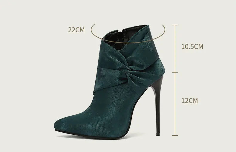 Elegant Bowknot Lace-Up High Heel Ankle Boots for Women