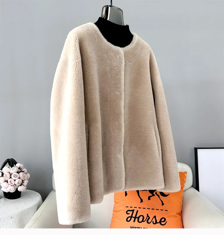 Real Shearling Wool Coat