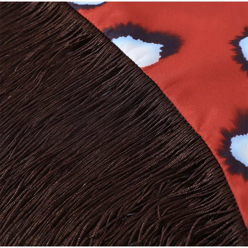 Leopard Patchwork Fringed Double-Sided Mini Skirt for Women