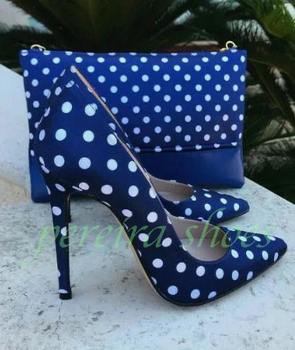 Polka Dot Pointed Toe High Heel Stiletto Pumps for Women