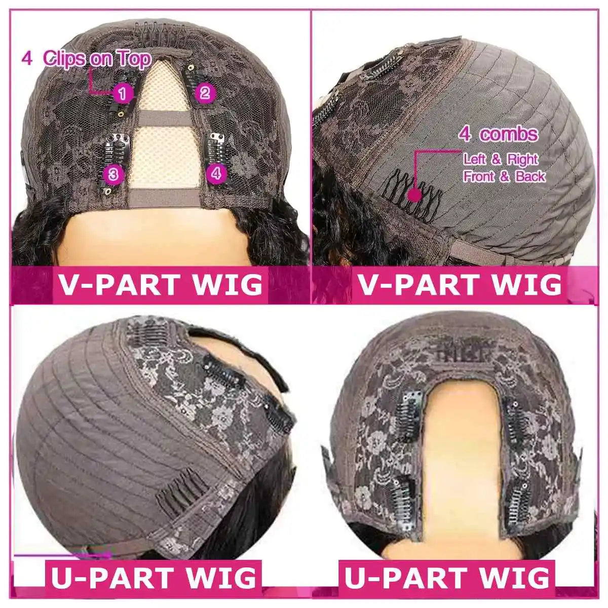 Natural Ombre Highlight V Part Human Hair Wig for Women