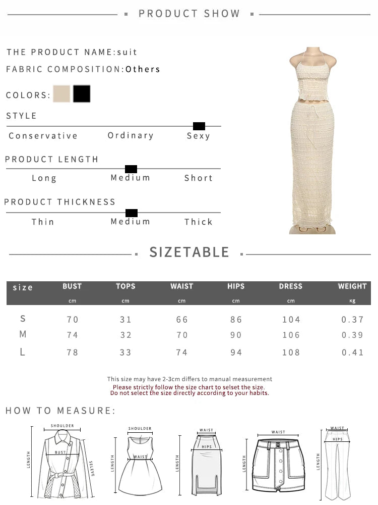 Elegant Backless Halter Two Piece Skirt Set for Women