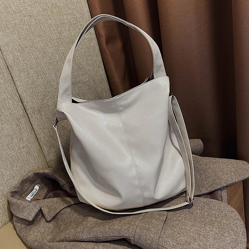 Oversized Leather Tote Bag With Dual Straps for Women