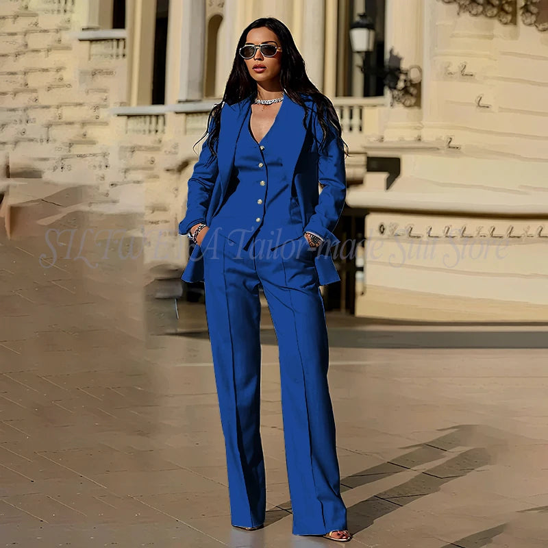 Sophisticated Slim Fit Three Piece Blazer Set For Women
