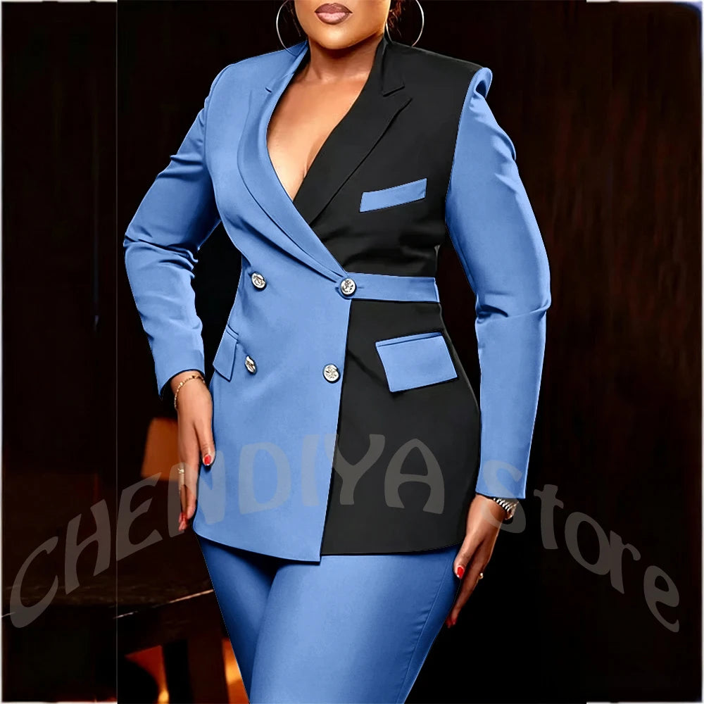 Two Piece Slim Fit Single Breasted Pant Suit For Women