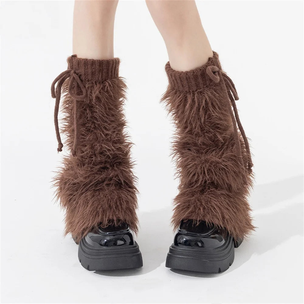 Cozy Fluffy Knitted Over The Knee Leg Warmers for Women
