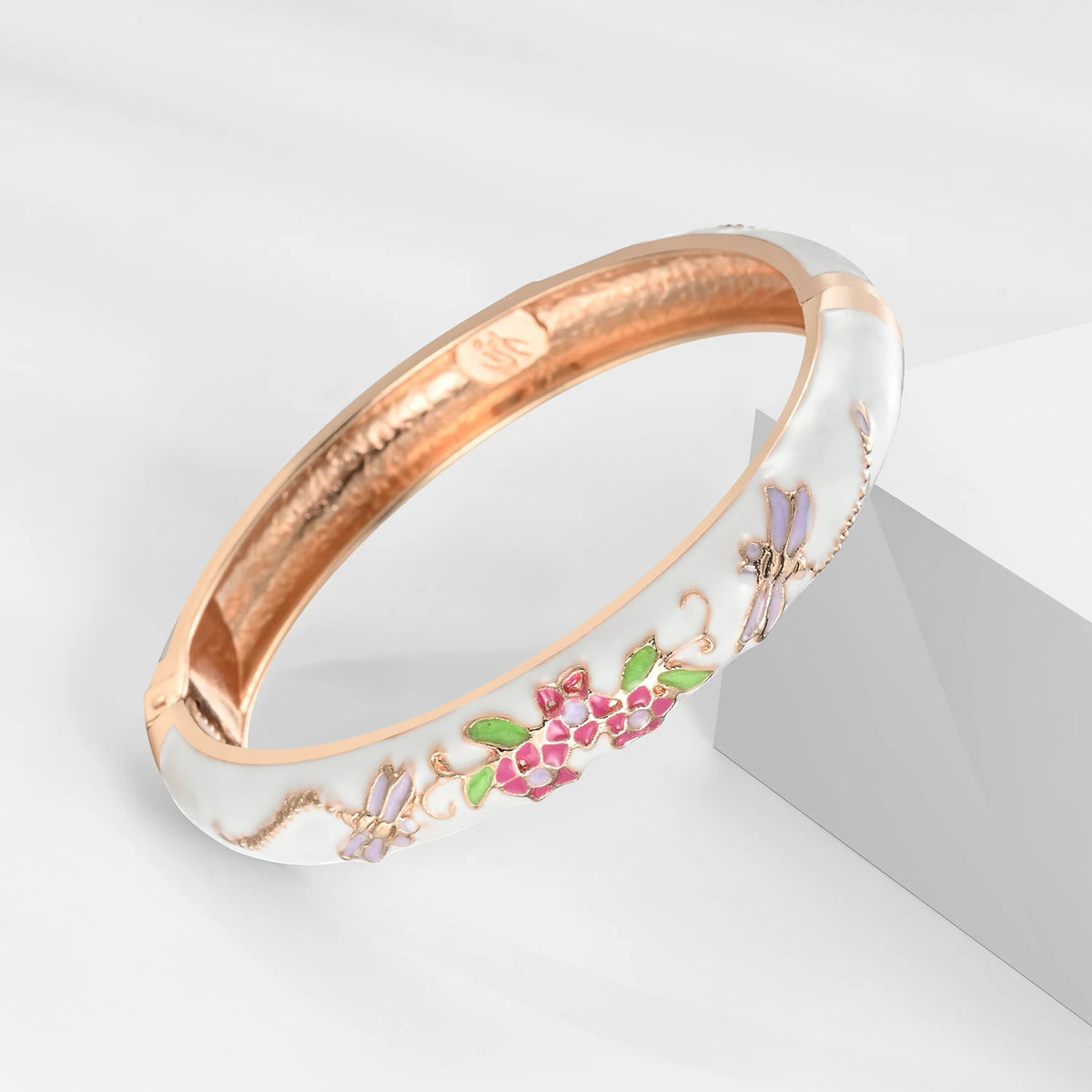 Floral Enamel Bangle Bracelet