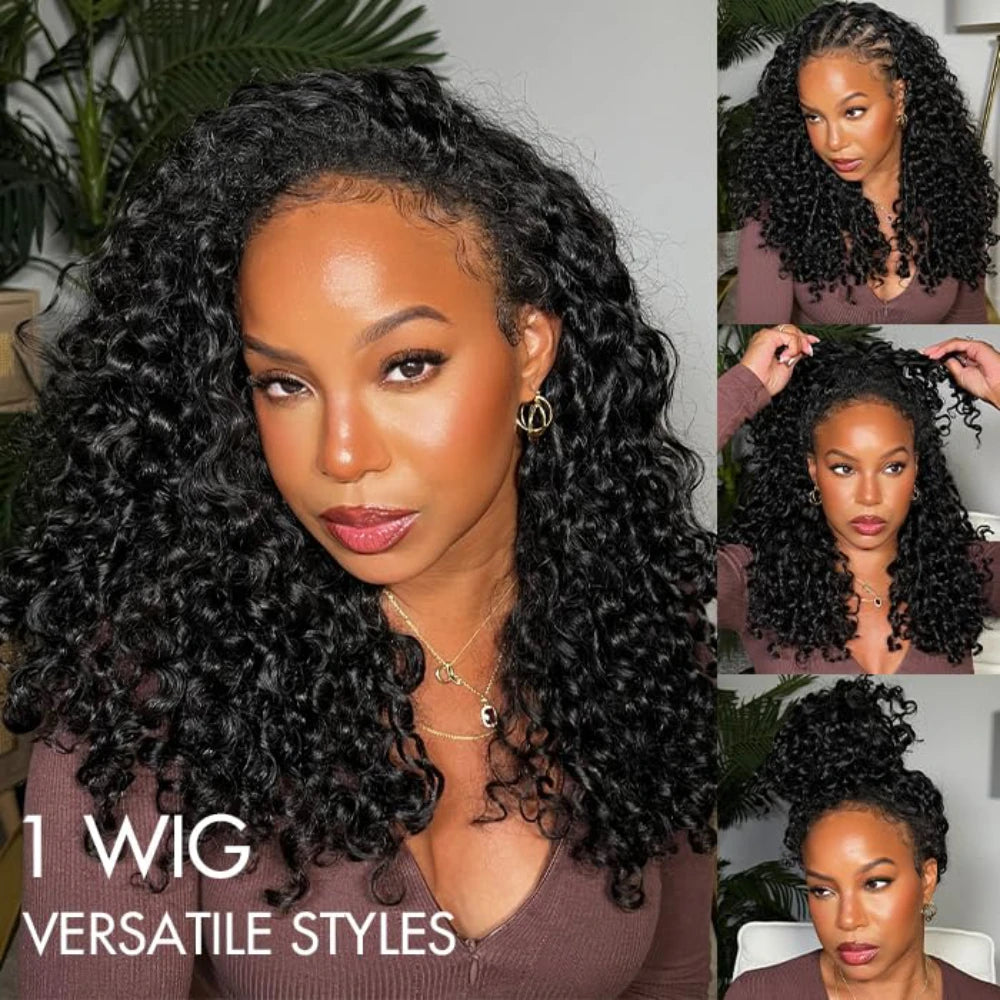 Long Drawstring Curly Half Wig With Clip Ins for Women