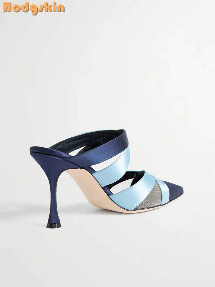Satin Cross Tie Pointed Toe Stiletto Heels for Women