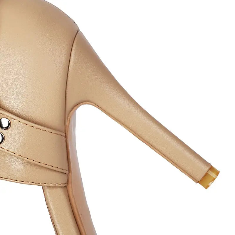 Elegant Metal Decor Zipper Buckle Sandals for Women