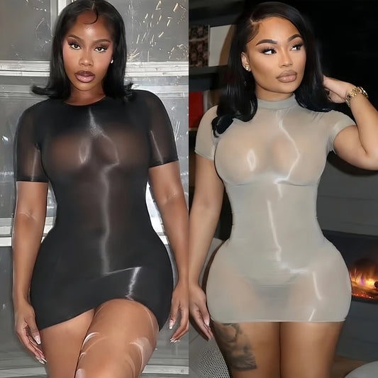 Solid Color Stretch Bodycon Mini Dress