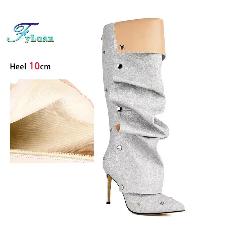 Pointed Toe Stiletto Zipper Ankle Boots