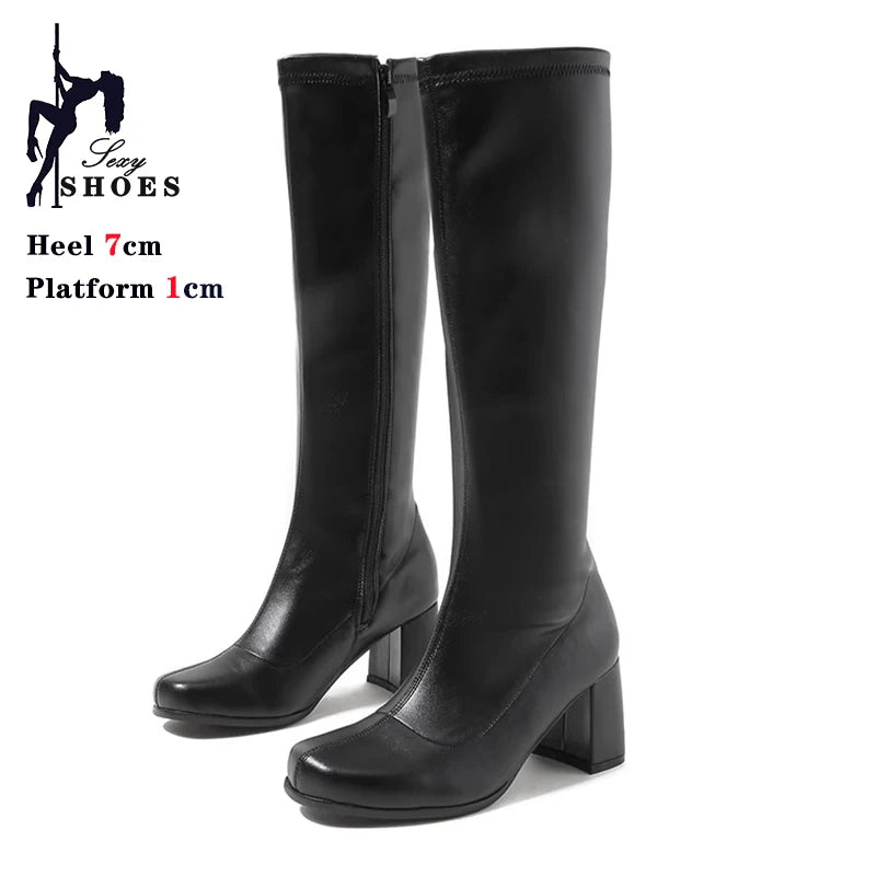 Elegant Shimmering Knee-High Go-Go Boots for Women