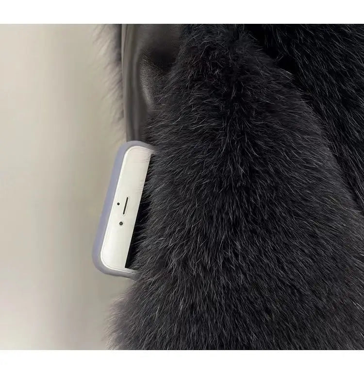 2024 Autumn Winter Fur Coat Women Vest Short Spliced with Solid Color Fur Clothing, New Shoulder V-neck