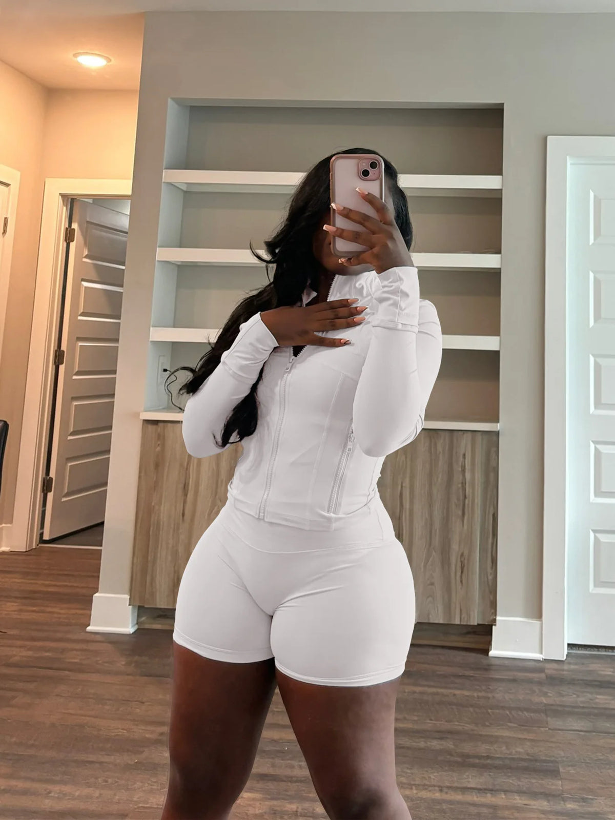 Slim Fit Sporty Two Piece Shorts Matching Set for Women