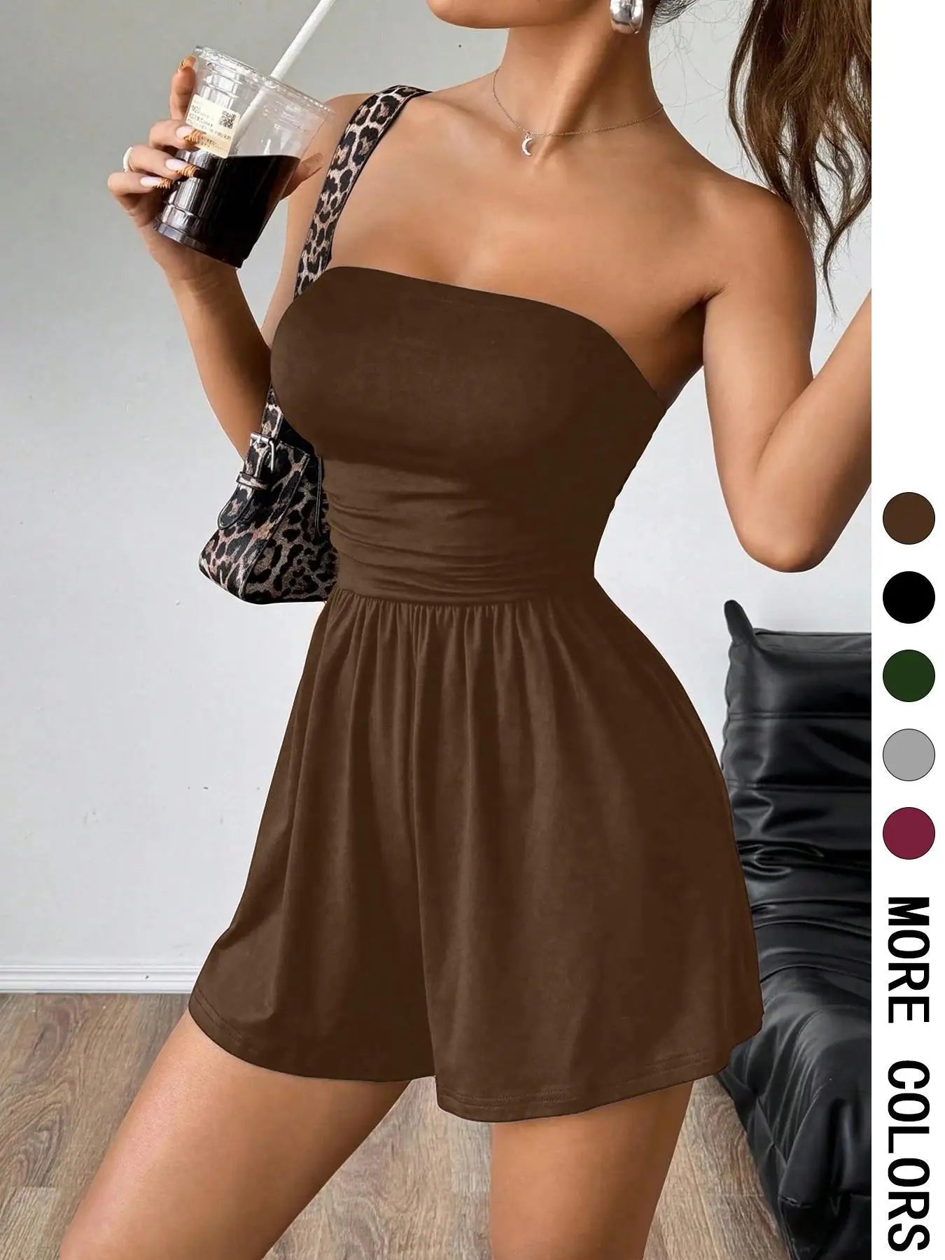 Leopard Print Sleeveless Tube Top Jumpsuit for Women