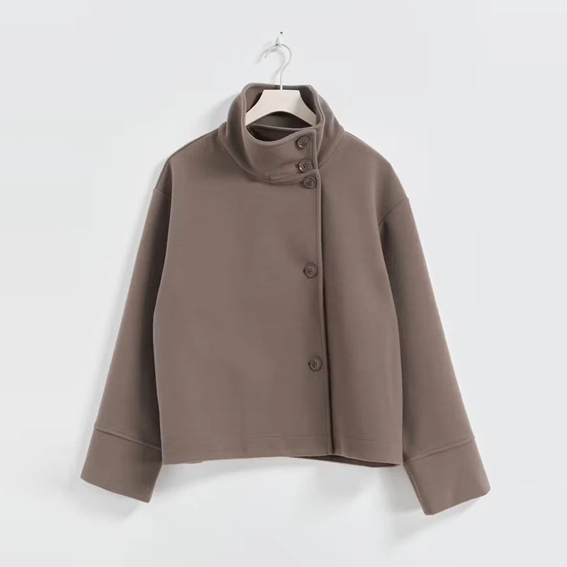 Casual Woolen Stand Collar Autumn Winter Coat for Women