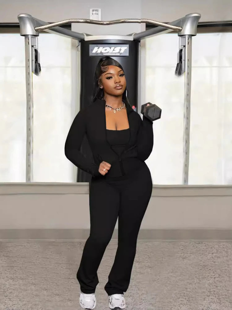 Zip Jacket And High Waist Jogger Set