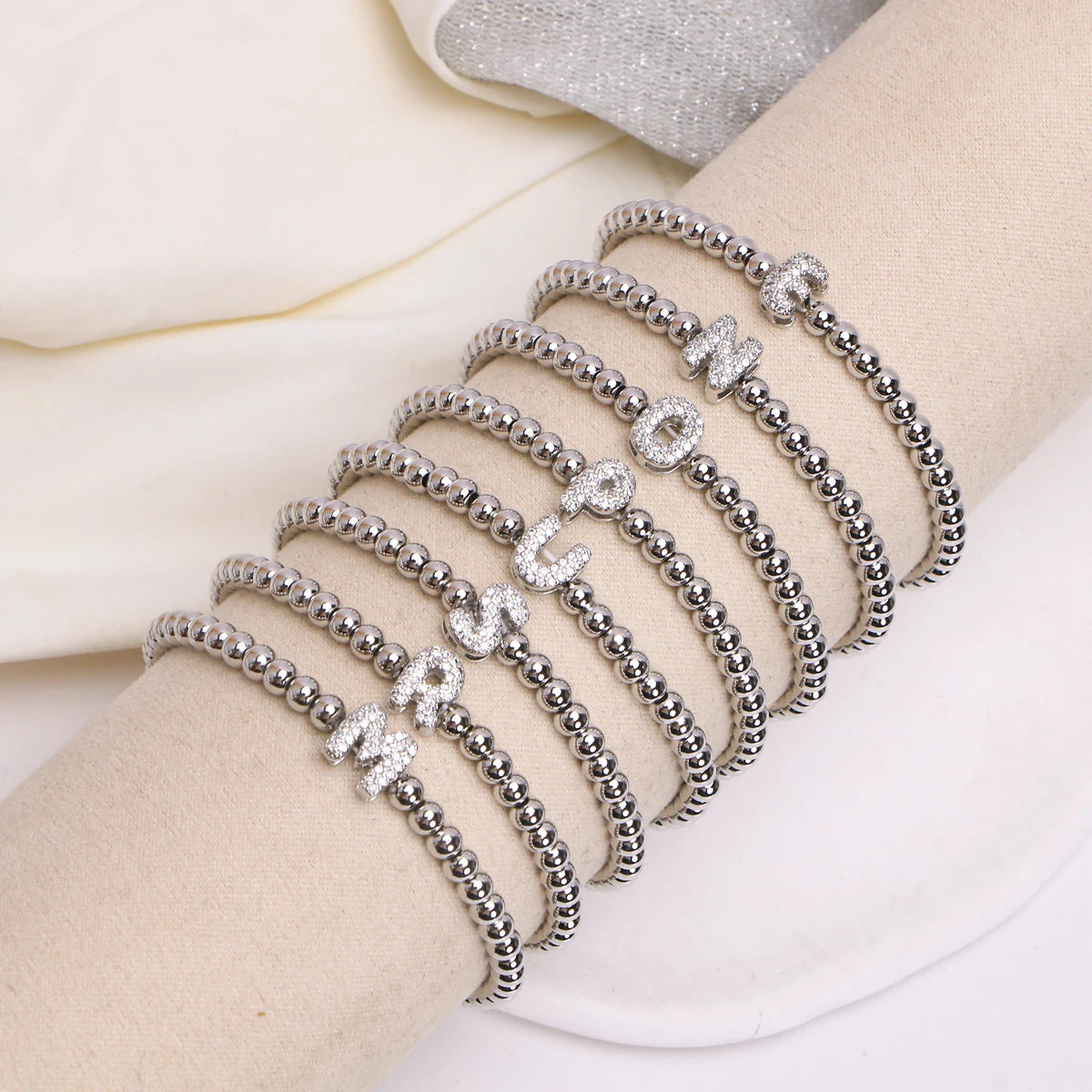 Zircon Initial Charm Bracelet