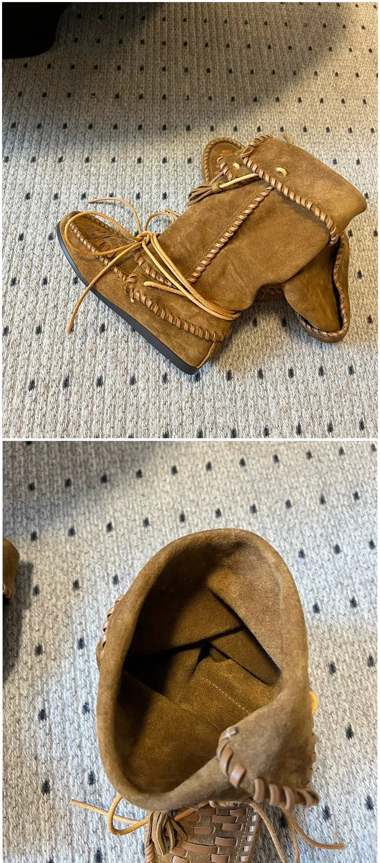 Soft Suede Round Toe Western Ankle Boots for Women