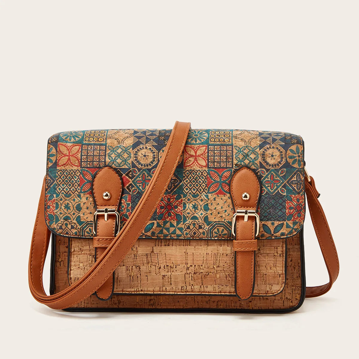 Single Shoulder Slanting Cross Bag Summer Large Capacity Ladies Printing Bag Retro Literary Saddle Bag