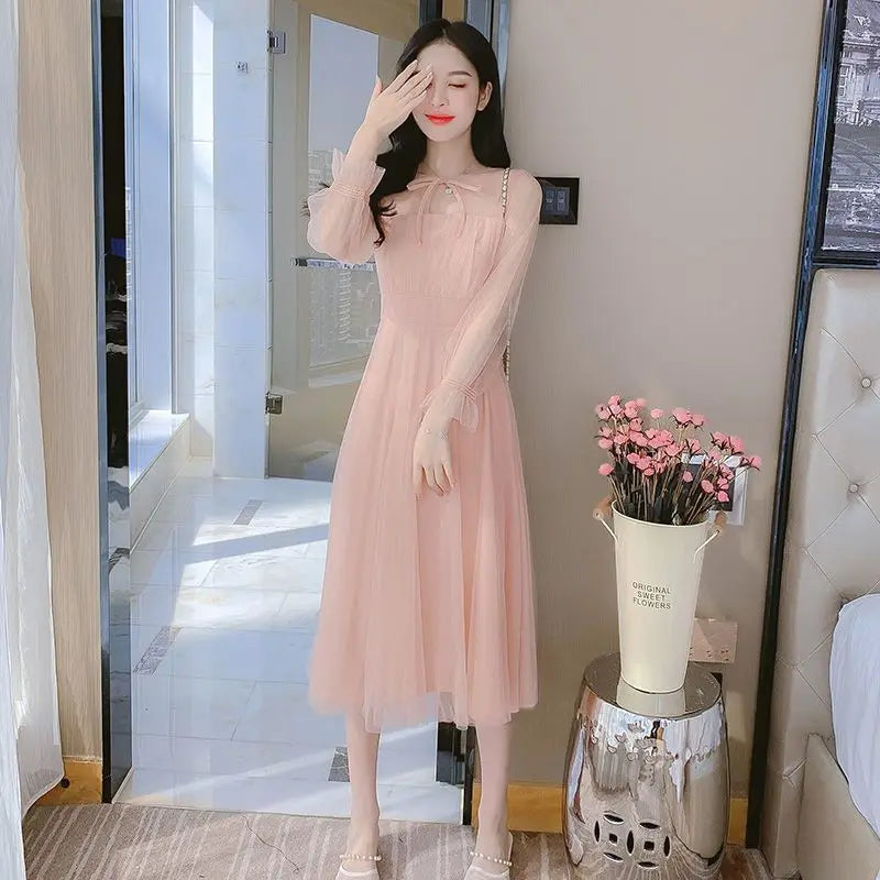 2026 Summer French Style Mesh Tulle Long Dress Women Elegant Fairy Party Maxi Dress Soft Aesthetic Holiday Beach Wear