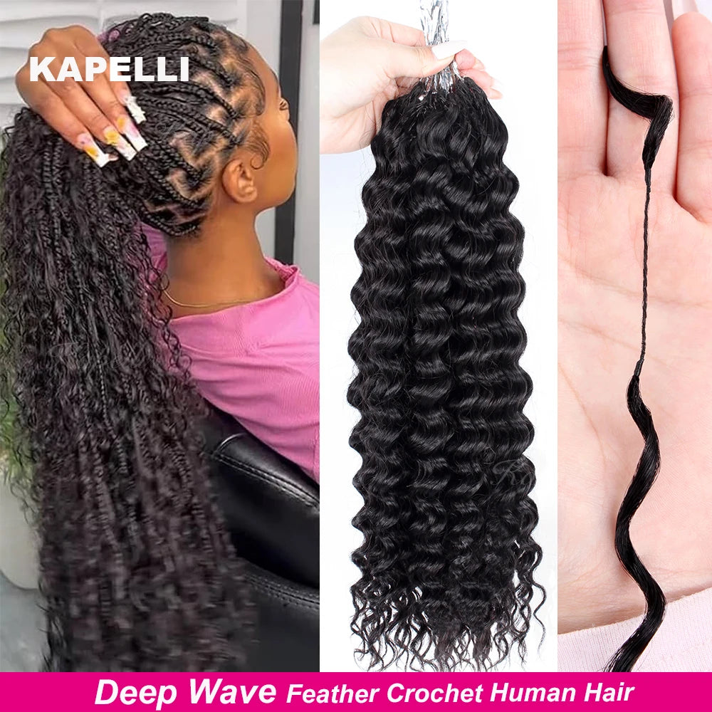 Pre-Divided Deep Wave Human Hair Crochet Extensions for Women