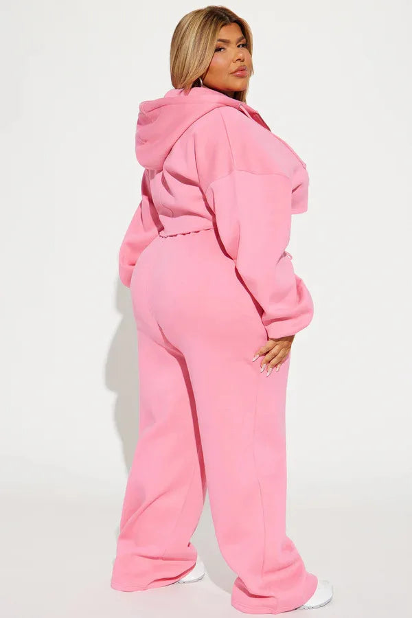 Hooded Cropped Sweatshirt And Long Pants Set for Women