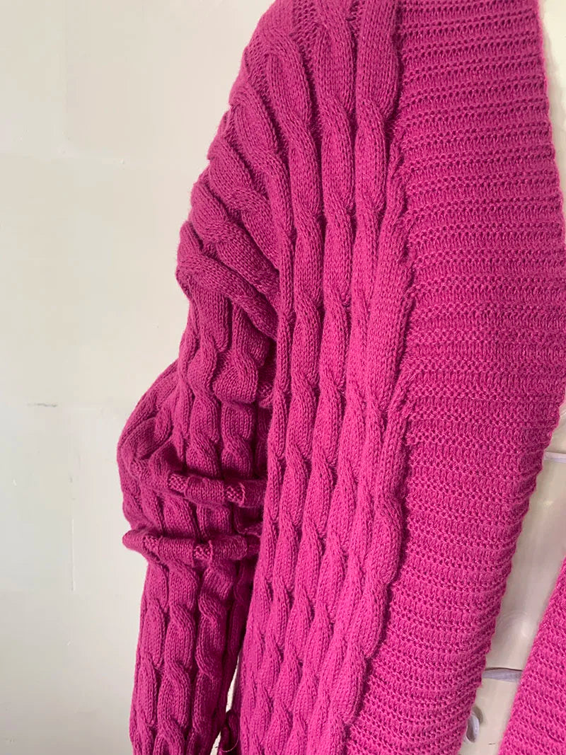 Long Sleeve Crochet Knit Cardigan Sweater for Women
