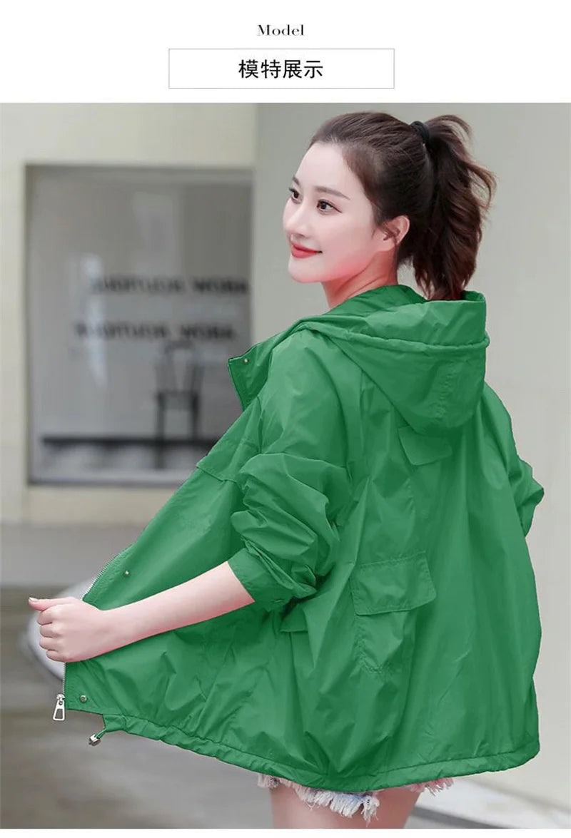 Casual Loose Fit Breathable Hooded Jacket for Women