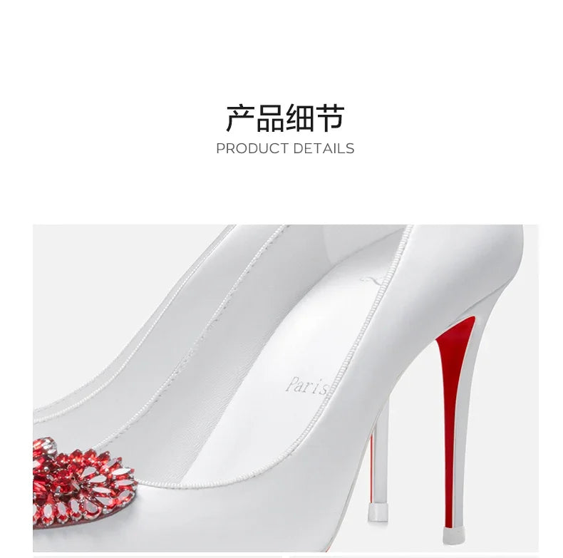 Pointed Toe Rhinestone Stiletto High Heels for Women