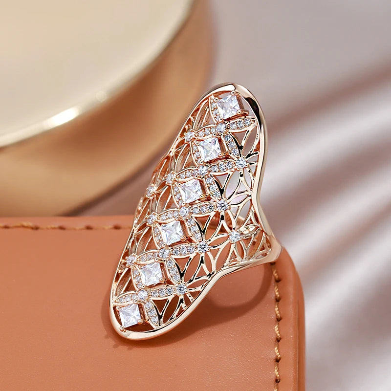 Rose Gold Plated Zircon Statement Ring