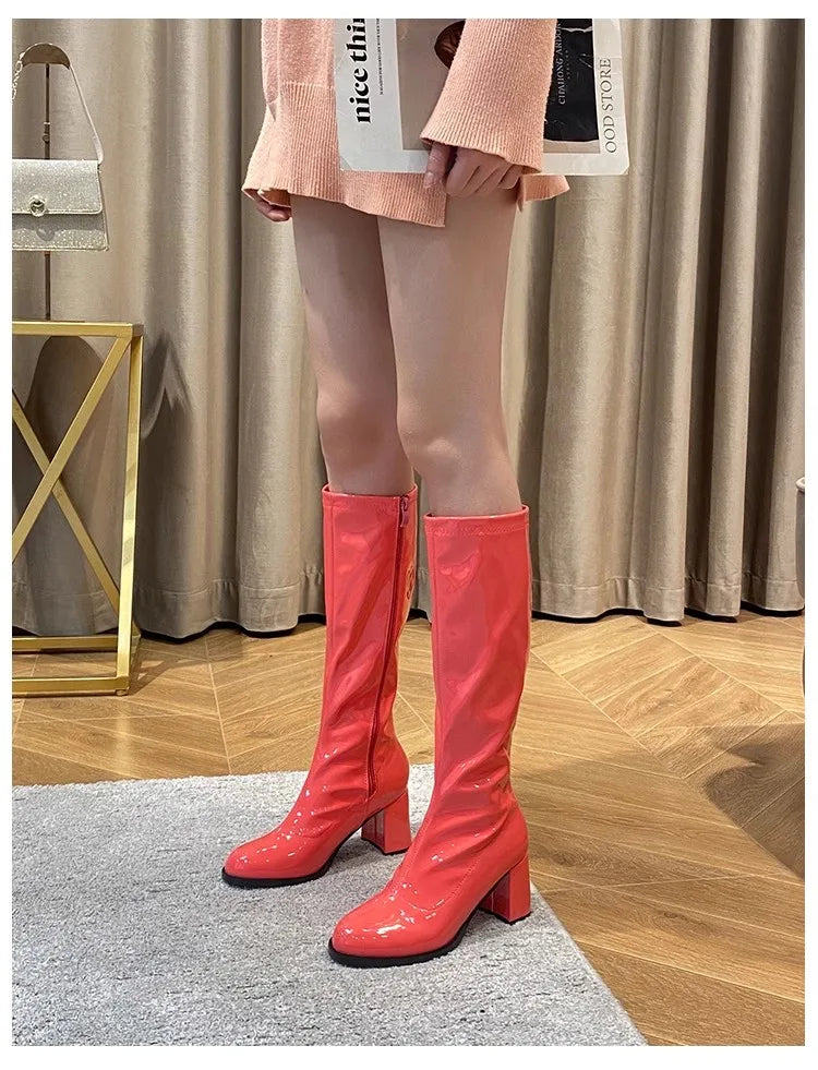 Elegant Shimmering Knee-High Go-Go Boots for Women