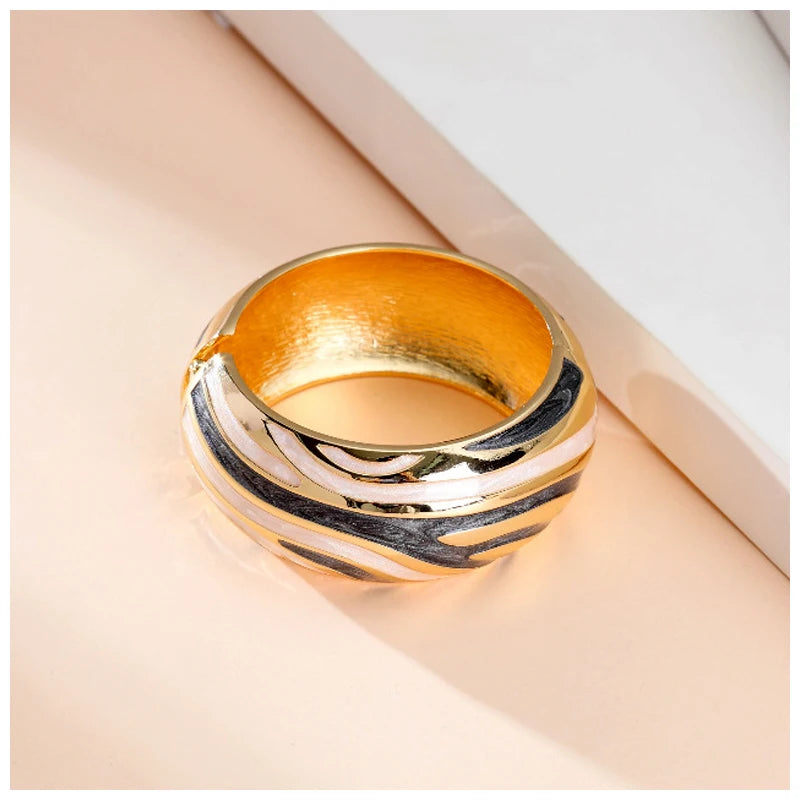 Colorful Enameled Statement Cuff Bangle Bracelet for Women