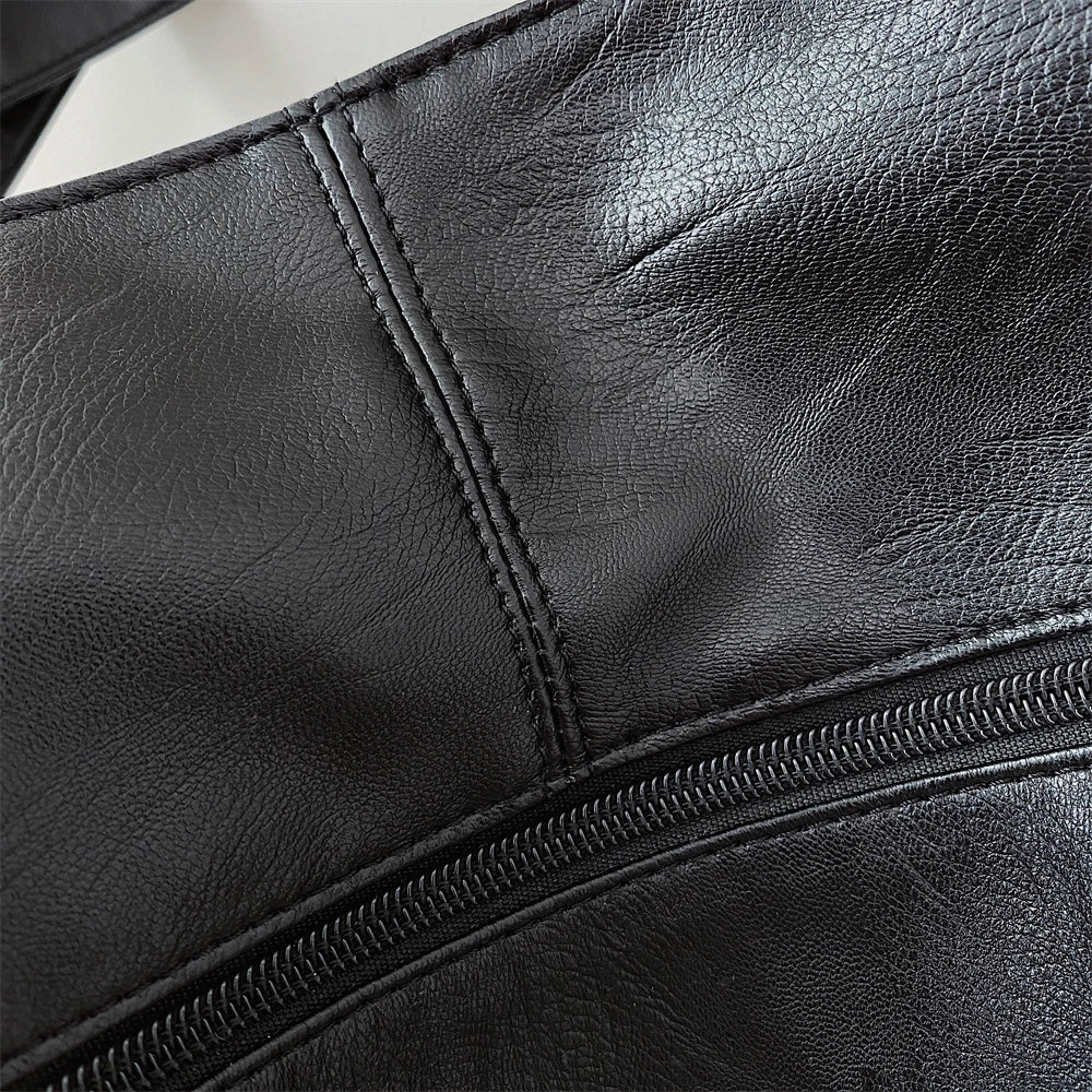 Oversized Leather Tote Bag With Dual Straps for Women