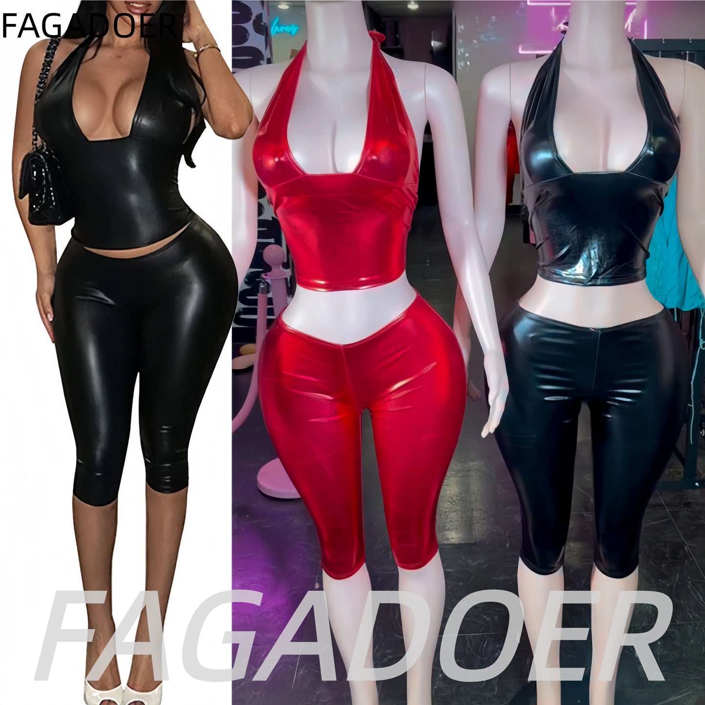 Lace Up Halter Top Strappy Two Piece Set Summer Ready for Women