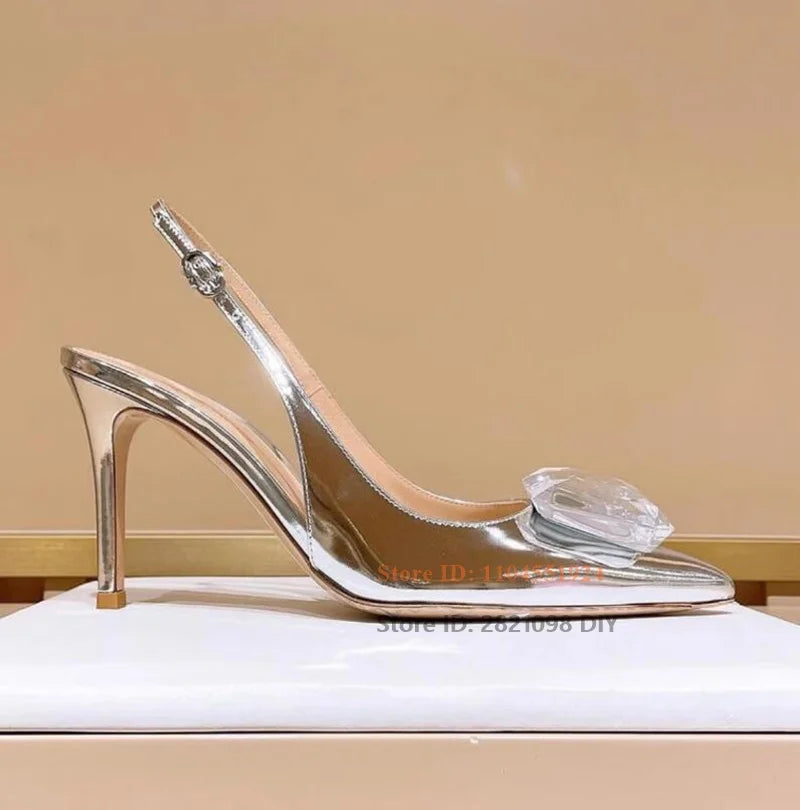 Crystal Embellished Diamond Slingback Pumps for Women