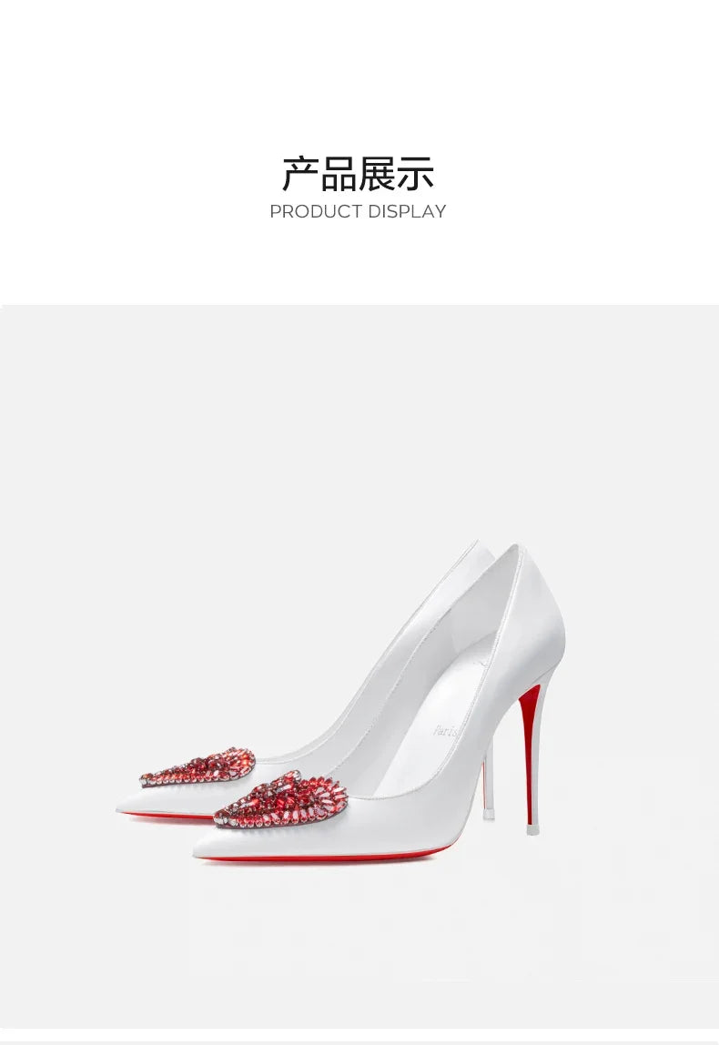 Pointed Toe Rhinestone Stiletto High Heels for Women