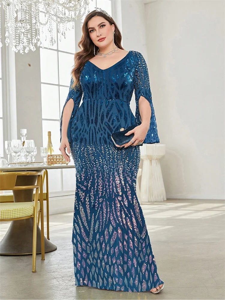 Plus Size Sequin Evening Dress
