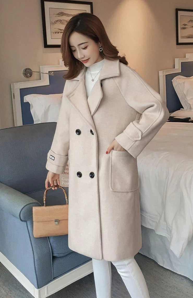 Padded Mixtures Jacket Woman Long Loose Cotton Wool Blend Coat for Women Pink Elegant Outerwears New in Novelty High Quality Hot