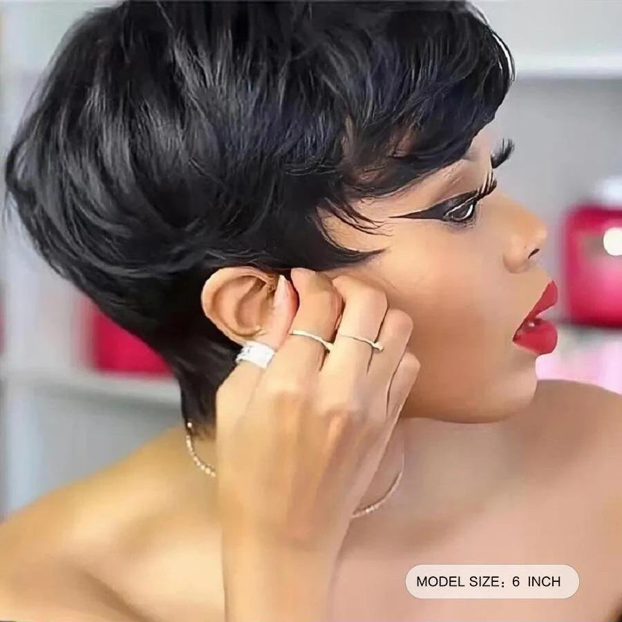 Straight Pixie Cut Synthetic Bob Wig With Comfortable Cap For Women