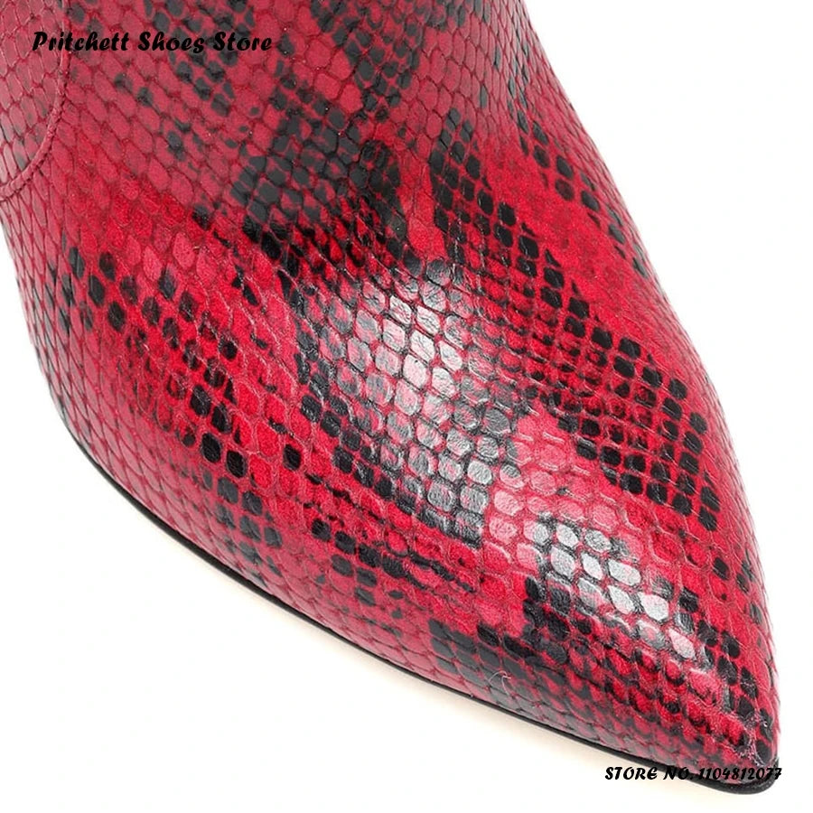 Slip On Python Print Pointed Toe Ankle Boots For Women