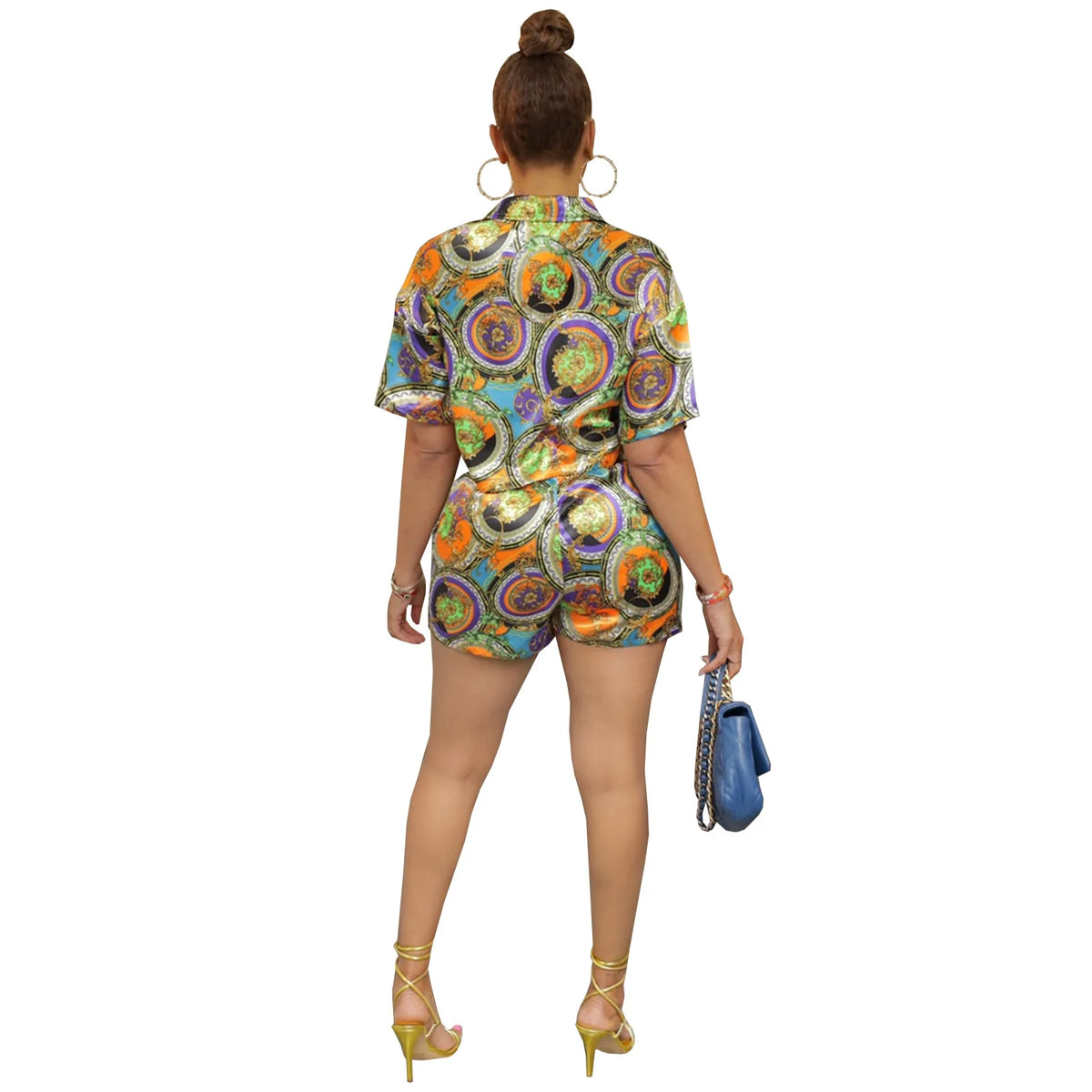 African Print Dashiki Two Piece Set With Shorts for Women