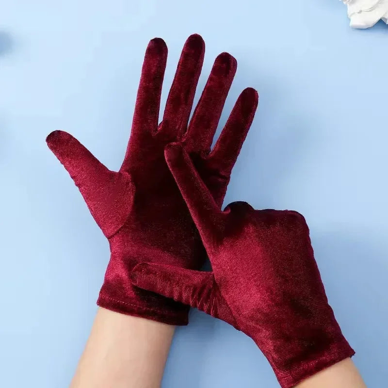 Stretch Velvet Wrist Length Gloves