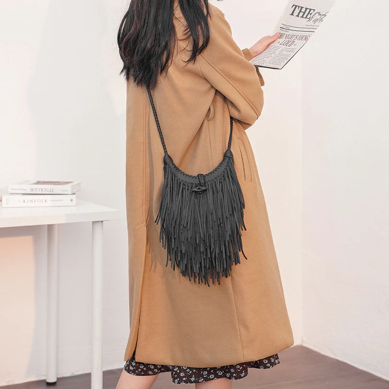 Double-Sided Tassel Design Crossbody Bag for Women