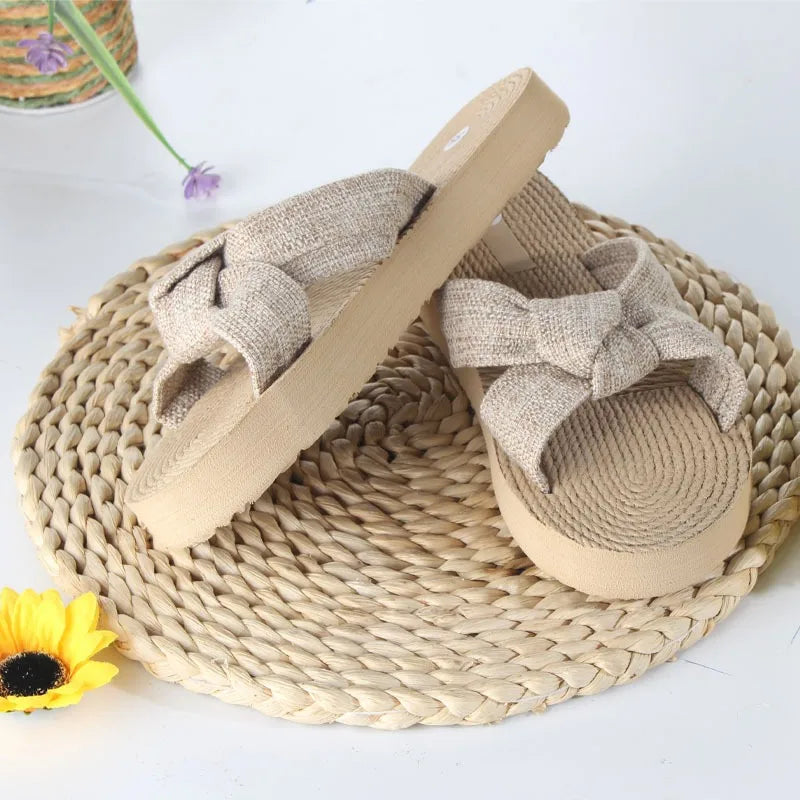 Butterfly Knot EVA Cross Strap Flat Sandals for Women