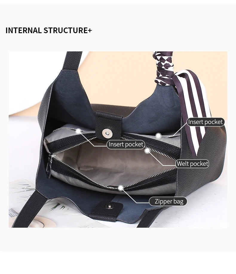 Genuine Leather  Designer Luxury Bag Large Capacity  Fashionable Casual  Shoulder Bag Commuting  work handbag for women office